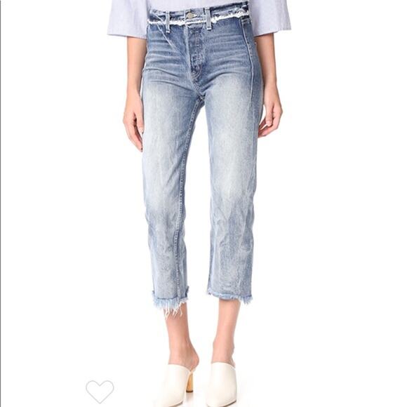 AYR The Arch High Waist Button-Fly Crop Jeans Acid Wash Blue Size 25 - Picture 1 of 8